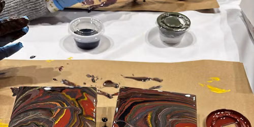 Coaster set of 4 paint pour class $25
