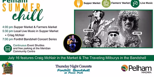 Pelham Summer Chill with Craig McNair in the Market & The Travelling Milburys in the Bandshell