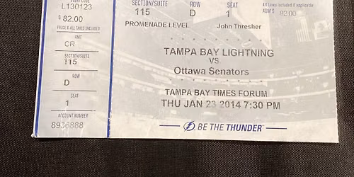 Ottawa Senators at Tampa Bay Lightning at Benchmark International Arena