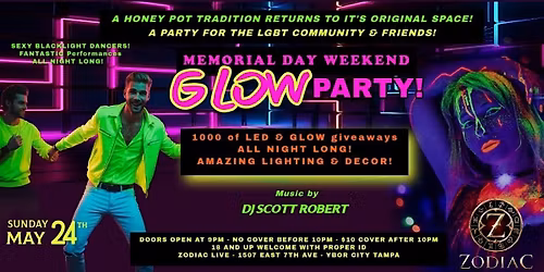 Our annual MEMORIAL DAY WEEKEND GLOW PARTY is back! 1000s of GLOW giveaways