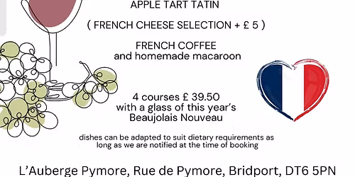 Le Beaujolais est arrive !  4 course tasting menu - 39.50