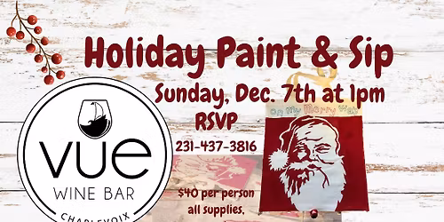 Holiday Paint & Sip at VUE ~ Santa Canvas Bag