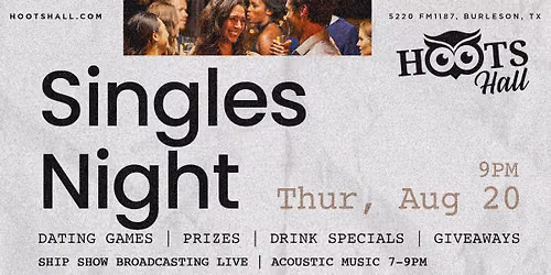 Singles Mixer Night at Hoots Hall
