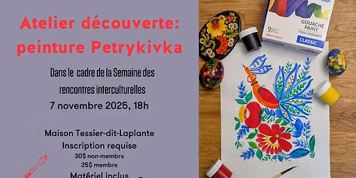 Atelier d\u00e9couverte : peinture Petrykivka