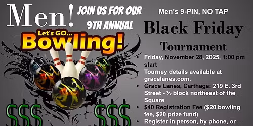 Men's Ninth Annual Black Friday 9-Pin No-Tap Tournament
