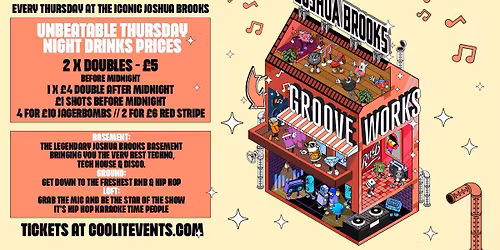 GROOVEWORKS \ud83e\ude85\ud83c\udfb6\ud83e\udea9  THURSDAY NIGHTS AT JOSHUA BROOKS