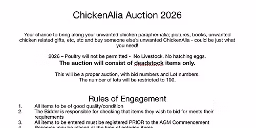 March 2026 Club Meeting - AGM and ChickenAlia Auction