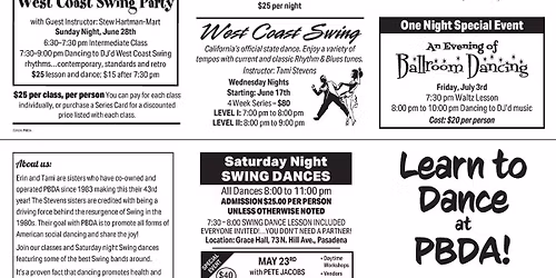 NEW SERIES OF CLASSES STARTS THIS SUNDAY, MAY 31st, at PBDA! (Just 'show up' to register in!) 