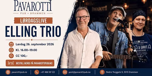 Ettermiddagslive med Elling Trio p\u00e5 Pavarotti i Drammen \ud83c\udfb8
