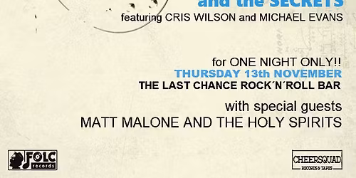 Direct from Spain for one night only! JOHNNY CASINO AND THE SECRETS @ LAST CHANCE