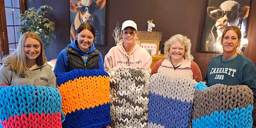 7 SPOTS LEFT! June 26th - Tan-A-Latte Chunky Knit Blanket Workshop 