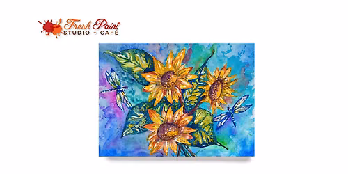 Watercolour - Paint Night - Sunflowers and Dragonflies Painting Workshop
