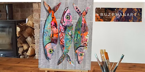 Funky Fish on Newspaper - Painting workshop @The Twisted Knot, Doncaster