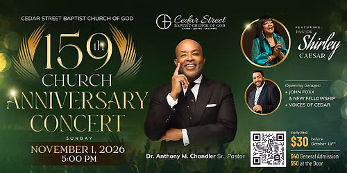 Cedar Street Baptist Church Of God 159th Anniversary Concert