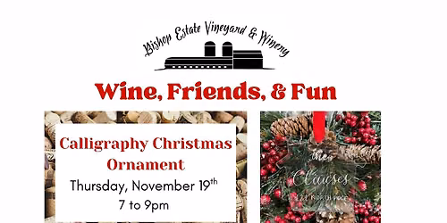Wine, Friends & Fun: Calligraphy Christmas Ornaments