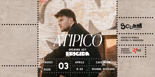 Atipico live @ Scumm Cave Room \u2022 opening act Brigida \u2022 Ven 03\/04