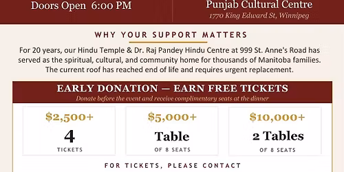 Fundraiser Dinner - St Anne's Roof Replacement