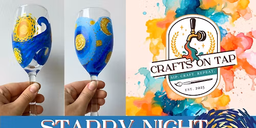 28 May - Van Gogh Starry Night Wine Glass Painting
