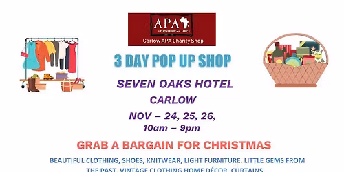 \ud83c\udf84\u2728 Carlow APA 3-Day Pop-Up Shop! \u2728\ud83c\udf84