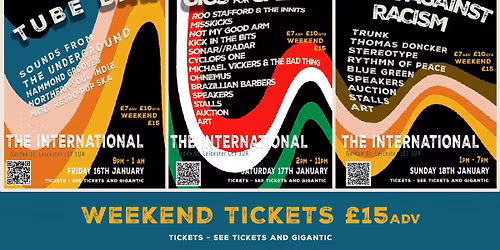Weekend of Solidarity Tube Bar\/ Gigs for Gaza and Funk Against Racism Fri 16 Jan to Sun 18 Jan