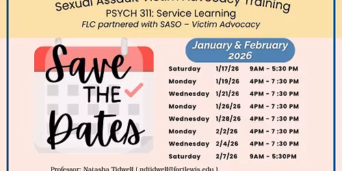 Spring Volunteer training for sexual assault victim advocacy