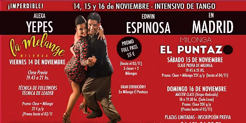 ALEXA YEPES & EDWIN ESPINOSA EN MADRID \/ 14, 15 Y 16 NOVIEMBRE