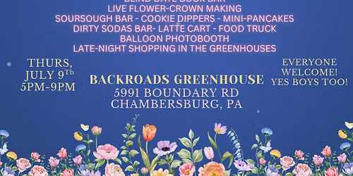 Girly Night Market at Backroads Greenhouse