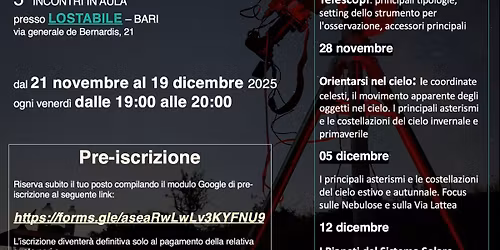 CORSO BASE di ASTRONOMIA e ASTROFOTOGRAFIA