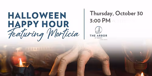 Halloween Happy Hour Featuring Morticia Addams