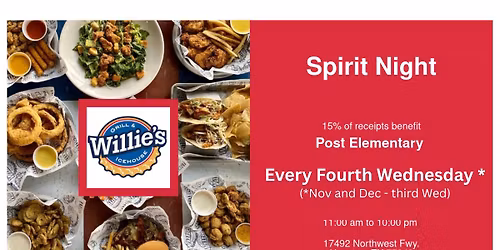 Post Elementary Willie's Spirit Night