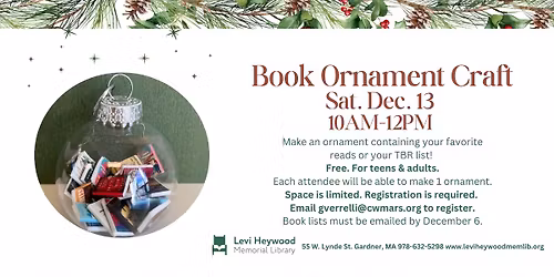 This class is FULL- ProCRAFTinators Book Ornament Craft