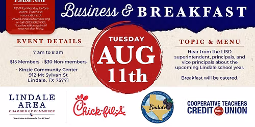 August 2026 LACC Business & Breakfast - Spotlight on Lindale ISD Education