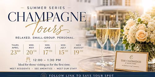 Sip, Tour & Discover - Champagne Tours at The Cambridge at Brier Creek