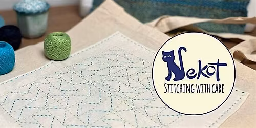 Sashiko flower coasters out of pre-loved clothes - stitching class