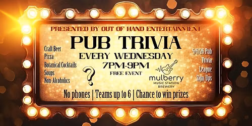 Wednesday Pub Trivia & League Launch