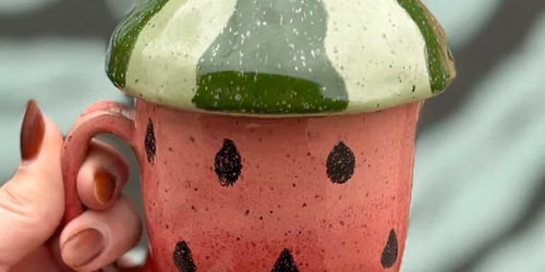 Watermelon Lidded Mug Clay Hand Building Class