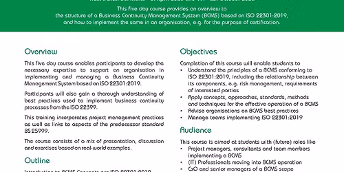 PECB ISO 22301 Business Continuity Management System Lead Implementer