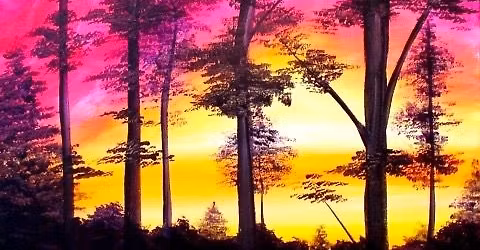 Sunset Through the Trees - Paint and Sip at Nuthouse $29 Special