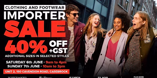 Importers Sale - Sunday (NB: there is a separate event setup for Saturday)