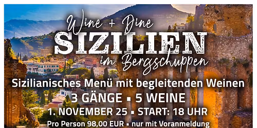 Weinmen\u00fc Sizilien im Bergschuppen