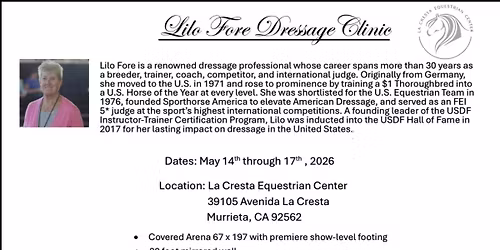 Lilo Fore Dressage Clinic