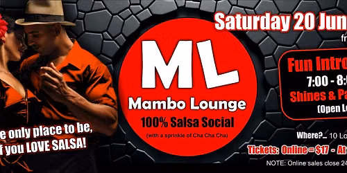 100% Salsa Social & DANCE CLASS! - Saturday 20 June - Mambo Lounge