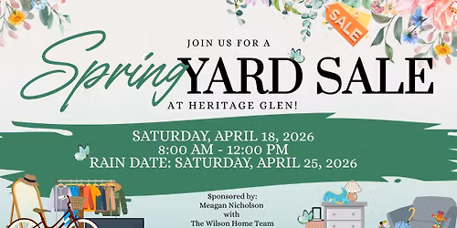 Heritage Glen Spring Yard Sale (sponsored by TWHT)