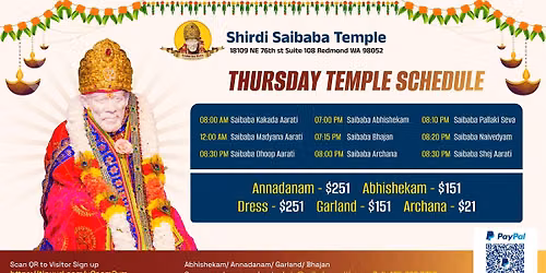 Thursday Temple Schedule