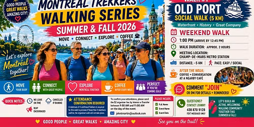 \ud83c\udf3f MONTR\u00c9AL TREKKERS WALKING SERIES \u2014WALK#1- OLD PORT SOCIAL WALK (5 KM)