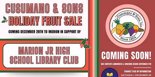 Marion Jr. High School Library Club Holiday Fruit Sale