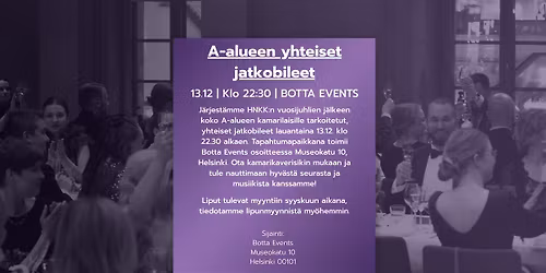  A-alueen yhteiset vuosijuhlan jatkobileet