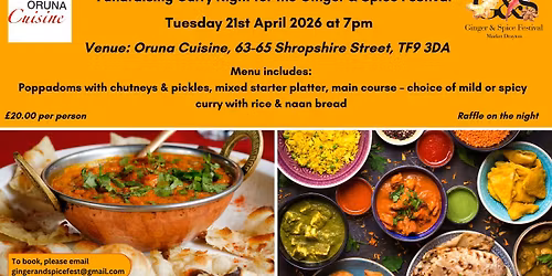 Fundraising Curry Night for Ginger & Spice Festival 