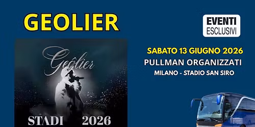 Geolier in Concerto \ud83c\udfb6 "Sabato 13 Giugno 2026" Milano - Pullman Organizzati \ud83d\ude8c