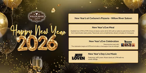 \u2728 New Year\u2019s Eve 2026 at Willow River Saloon \u2728